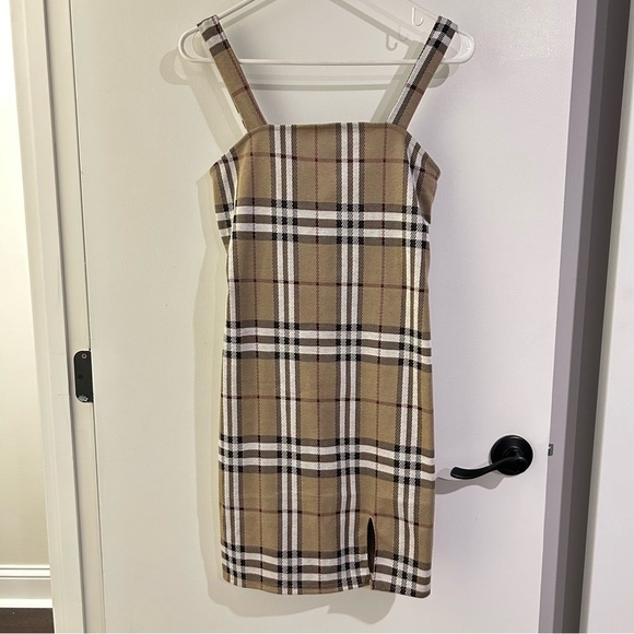 Tan Plaid Dress - Picture 1 of 3